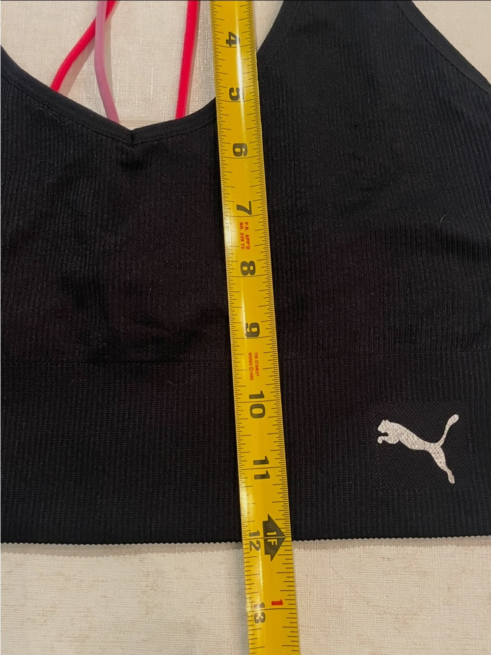 Puma Black Sports Bra with Pink Strappy Back Detail - Picture 5 of 6